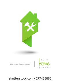 House logo with tools inside as building and repair symbols