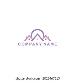 house logo with a unique circle on it, suitable for housing companies, brokers, finance, insurance, protection, security