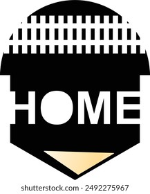 Icono de Vector con el logo de la casa con una forma combinada y la escritura de la casa en el medio.