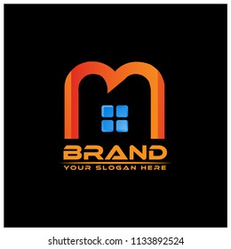 House logo vector on black background. Abstract House.