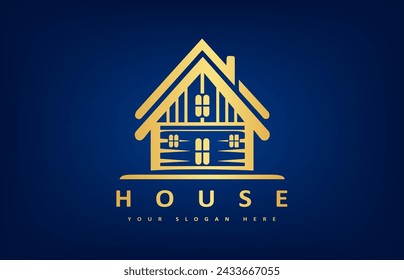 House logo Vector. Real Estate Design. House in chalet style.