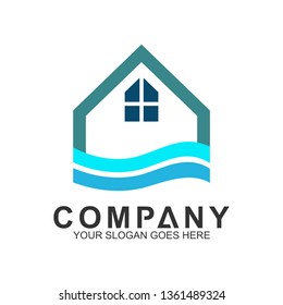 house logo with wave shape, housing logo