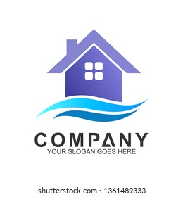 house logo with wave shape, housing logo