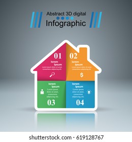 House logo with white reflect. Business infographic.