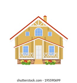 House of logs on a white background, illustration