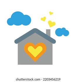House, love, clouds colored icon. Simple colored element illustration. House, love, clouds concept symbol design from family set. Can be used for web and mobile