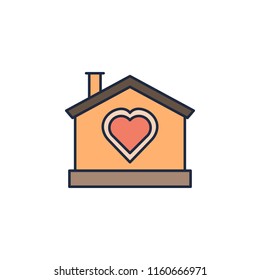 house with love colored icon. Element of family icon for mobile concept and web apps. Colored house with love icon can be used for web and mobile