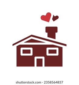 House love icon solid brown red style valentine illustration vector element and symbol perfect.