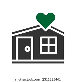 House love icon solid grey green style valentine illustration vector element and symbol perfect.