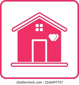 House and love icon in vector for logo and symbol