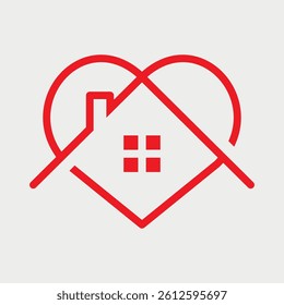 house of love logo design. vector illustration.
