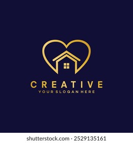 Ilustración de diseño de Vector de logotipo de amor de casa