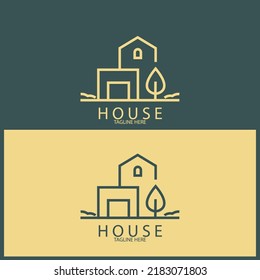 house luxury line art icon vector illustration template design