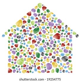 house made with color rocks
