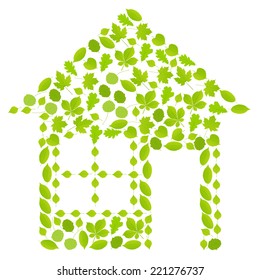 House made with leaves vector ecology background concept