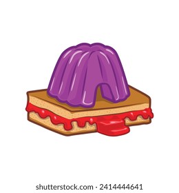 a house made out of bread with peanut butter and jelly vector illustration