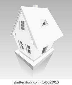 House made of paper on grey background