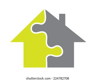 House made of puzzles, vector illustration