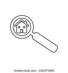 house in a magnifier icon. Element of zoo for mobile concept and web apps icon. Outline, thin line icon for website design and development, app development