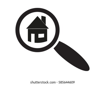 house, magnifying glass, icon, vector illustration eps10