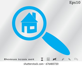 house, magnifying glass, icon, vector illustration eps10