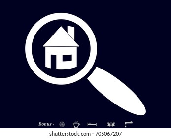 house, magnifying glass, icon, vector illustration eps10