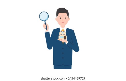 house and magnifying glass image,vetor illustration