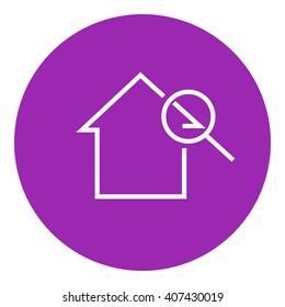 House and magnifying glass line icon.