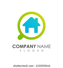 house + magnifying glass logo