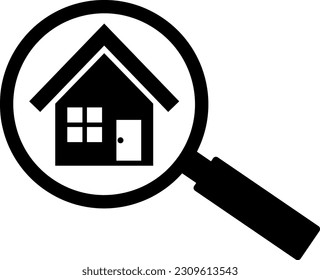 House and magnifying glass simple illustration icon