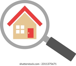 House and magnifying glass simple illustration icon