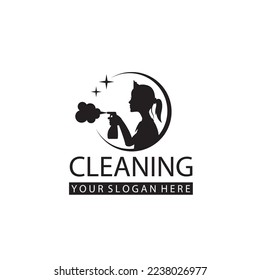 house maid lady for cleaning service design with spray bottle in hand isolated on white background
