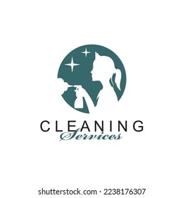 house maid lady for cleaning service design with spray bottle in hand isolated on white background