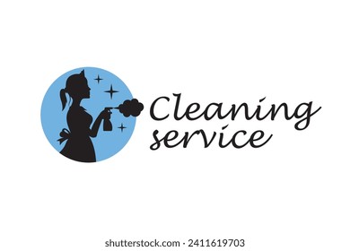 house maid lady for cleaning service design with spray bottle in hand isolated on white background