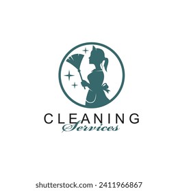 house maid lady for cleaning service design with whisk in hand isolated on white background