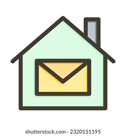 Colores Llenos De Color De La Línea Gruesa De Correo De Casa Para Uso Personal Y Comercial.
