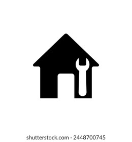 Hausunterhaltung. Construction Home Flat Vektorgrafik Symbol. Einfaches, einfarbiges Symbol auf weißem Hintergrund