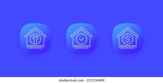 house maintenance line icons for web