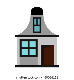 House with a mansard icon in flat style on a white background