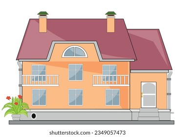 House mansion on white background is insulated