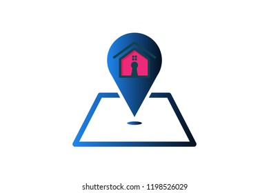 House and map point Logo Designs Inspiration Isolated on White Background