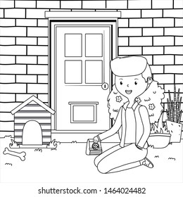 House for mascot and boy cartoon design