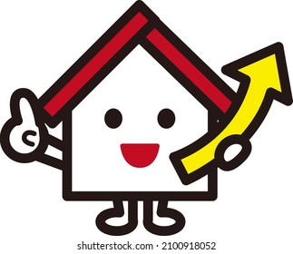 House mascot vector image illustration. House character with an arrow.