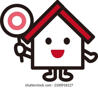 House mascot vector image illustration. A house character with the correct sign.