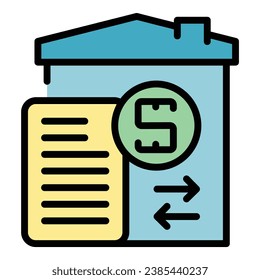 House material tax icon outline vector. Loan payment. Collateral marketing color flat