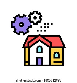 house mechanical gears color icon vector. house mechanical gears sign. isolated symbol illustration