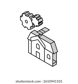 house mechanical gears isometric icon vector. house mechanical gears sign. isolated symbol illustration
