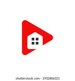 House and Media Play Button Logo Icon Design