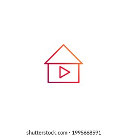 House and Media Play Button. Vector illustration for graphic design, Web, UI, app.