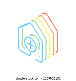 house with medical cross icon. line style. Stack of colorful isometric icons on white background